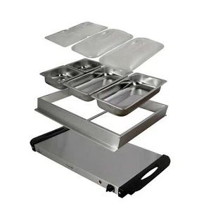 3 Section Buffet Server & Food Warmer in Stainless Steel,Appetizer, Food - Picture 1 of 3