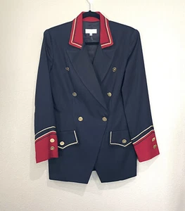 LEW MAGRAM COLLECTION PILOTOS NAVAL CAPTAIN'S Chaqueta Blazer Mujer 10 Negro Rojo - Imagen 1 de 11