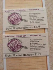 TWO - US AMERIPEX 86 full UNOPENED 8 Stamp booklet of 22 cent Stamps MNH - Picture 1 of 2