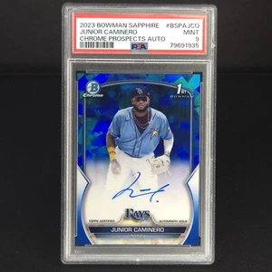 Junior Caminero 2023 1st Bowman Chrome Sapphire AUTO Tampa Bay Rays PSA 9 MINT - Picture 1 of 4