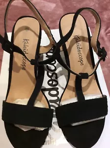 Bnib Kaleidoscope Black Suede Sling Back Open Toe Shoes With Block Heel Size 5 - Picture 1 of 12