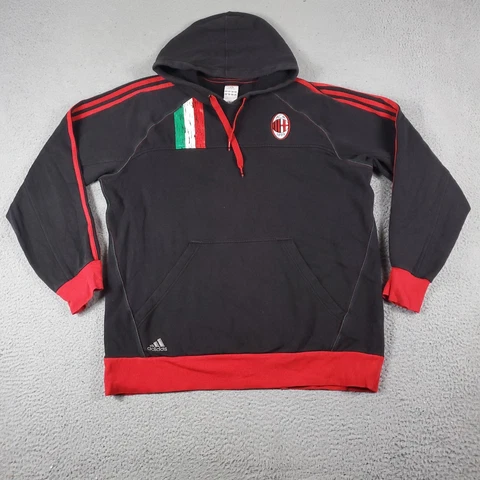 Vintage Adidas AC Milan Sweater Mens XL Black Red Pullover Hoodie Sweatshirt * Cover