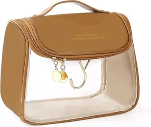 With Hook Portable Women's Clear Makeup Bag,Waterproof Travel Toiletry Bag - Picture 1 of 6