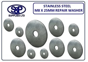 8MM X 25MM (5/16" x 1") ST/STEEL REPAIR / PENNY WASHER 25MM / 1 INCH OUTSIDE DIA - Picture 1 of 5