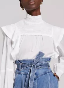 A.L.C. Jillian Top lightweight white cotton ruffles Sz 8 Wmns NWT$295 - Picture 1 of 7
