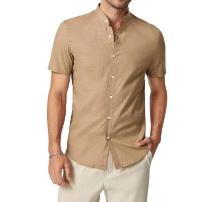 Camisas de Hombre de Vestir de Hilo de Moda Elegantes Ropa Camisetas Manga Corta Foto 1 de 4