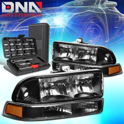 PARA CHEVY S10 1998-2004 PICKUP BLAZER FAROS PARACHOQUES LÁMPARAS + HERRAMIENTAS NEGRO/ÁMBAR Foto 1 de 4