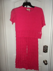 Cool Jessica Simpson girls size 8 M pink crochet set shirt pants NWT - Picture 1 of 7