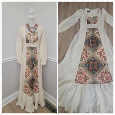 Vintage 69-70 Black Label GUNNE SAX By Jessica Renaissance/Hippie Maxi Dress - Image 1 of 4