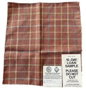 Old World Weavers Eriskay Rust Wool Fabric Sample 100% Wool Scotland 10x11 Plaid - Picture 1 of 10