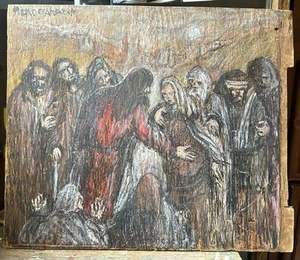 Outsider Art “Sarah” Crayon On Wood - Picture 1 of 5