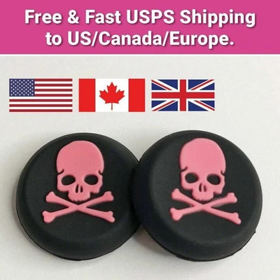 Skull and Crossbone Silicone Thumb Grip Caps for PS4 PS5 Xbox 360 Controller USA - Image 1 of 4