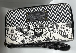 NWOT Unionbay B/W Owl Canvas Wristlet Zip Around Wallet Super Cute Excellent - Picture 1 of 11