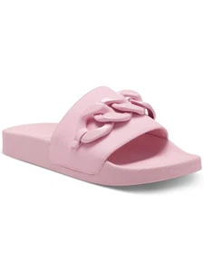 INC Womens Pink Chain Detail Peymin Round Toe Platform Slip On Slide Sandals 6 M - Picture 1 of 11