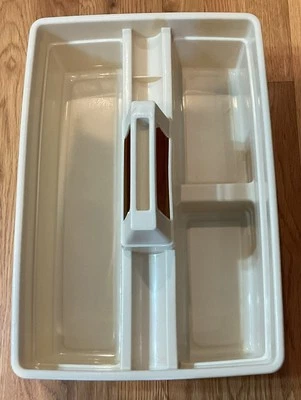 Vintage 1986 Amêndoa Rubbermaid 3154 Armazenamento Dividido Gola Grossa Carry Caddy *LEIA* - Imagem 1 de 4