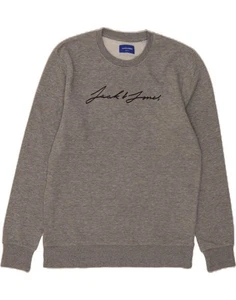 JACK & JONES Mens Graphic Sweatshirt Jumper Large Grey Cotton CS08 - Picture 1 of 3
