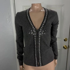 NUOVO J. Crew Maglione Donna XS Cardigan Perline Floreale 70574 Merino Angora PP23 - Foto 1 di 5