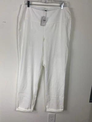 NUEVO CON ETIQUETAS J.Jill Wearever Colección Pantalones Blanco Pull On Elástico Básico Tobillo Talla L Alto Foto 1 de 4
