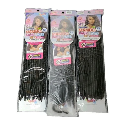 3 Pack Janet Collection Havana Mambo Faux Locs Handmade 18" - 2X Pack Color 1B - Image 1 of 4