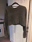 Asos Design Cropped Grey Long Sleeve Top with Thumb Holes Size 8