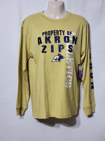 NWTS UNIVERSITY OF AKRON ZIPS GOLD PULLOVER LOG LONG SLEEVE T-SHIRT XL COTTON Cover