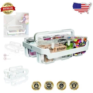 Stackable Caddy Organizer – 3 Clear Compartments for Ultimate Storage Solutions - Picture 1 of 11