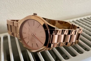 michael kors mk3197 slim runway rose gold stainless steel ladies watches - Picture 1 of 7