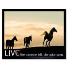Horses Live Like Someone Left Gate Open Quote Typography 12X16 Inch Framed Print