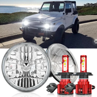 for Suzuki Samurai SJ410 1980-1995 Pair 7" inch LED Headlights High Low Beam - Image 1 of 4