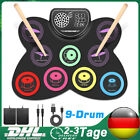 Schlagzeug Pad Elektronisch Drum Set, 9 Pads, Aufrollbar Stereo-Lautsprecher NEU