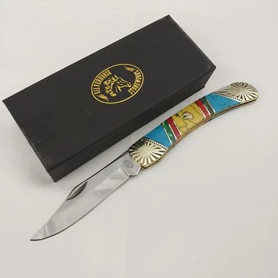 Frost Cutlery Lockback Pocket Knife Red & Turquoise Folding Stainless  - Image 1 of 4