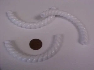 3 VINTAGE WHITE ACRYLIC TWISTED CRESCENT 3.25" SEMI DRILLED FINDINGS 3233 - Picture 1 of 3