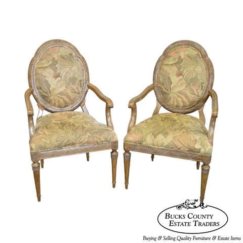 Jeffco French Louis XVI Style Pair of Fauteuils Arm Chairs (B) Cover