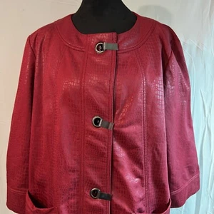 Ruby Rd Red Reptile Print Toggle Latch Close Boho Fashion Jacket Womens Size 14 - Picture 1 of 12