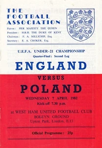 England U21 v Poland U21 1982 (7 Apr) UEFA Champ 1/4 Final 2nd Leg @ West Ham - Picture 1 of 1