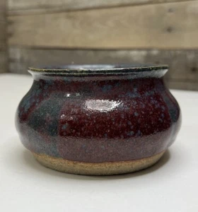 Vintage Small Hand Made Burnt Maroon & Teal Ceramic Pottery Bud Vase 🩵 - Picture 1 of 11