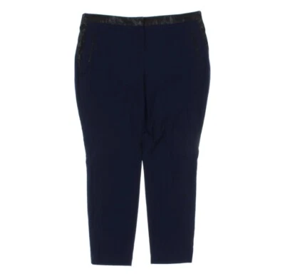 Pantalones de vestir Attention para mujer talla 12 azul marino cónicos ropa de trabajo imitación cuero Foto 1 de 3