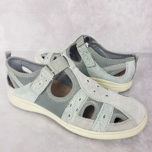 Earth Origins Shoes 7.5 M Effie Suede Fabric Fisherman Sandals Closed Toe Gray - Picture 1 of 13