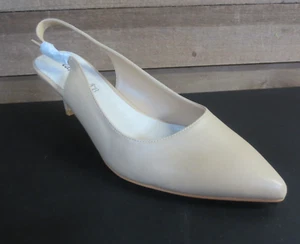 Greatonu Women's Slingback Kitten Heel Pointed Toe Dress Pumps - NUDE - 11WIDE - Picture 1 of 5