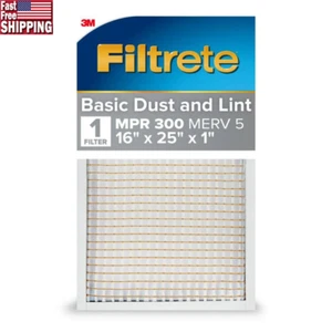 16x25x1 Air Filter MPR 300 MERV 5 Residential Filters Dust Reduction Durable New - Picture 1 of 7