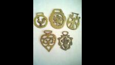 FIVE VINTAGE HORSE BRASSES INCLUDING "CHIPPERFIELDS CIRCUS."