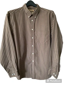 Mens Shirt Gold Label Roundtree & Yorke XL Shades Of Brown Plaid Long Sleeve EUC - Picture 1 of 6