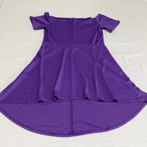 Purple Short Sleeve Flare Dress Ladies Size L - Picture 1 of 5