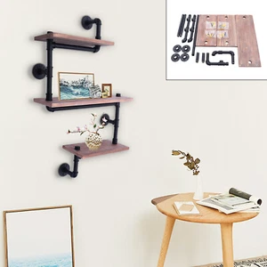 Estantería de pared industrial retro vintage estantería de madera estantería de almacenamiento 3 niveles - Imagen 1 de 10