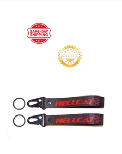 Hellcat SRT Keychain (Set of 2) Lanyard Black Metal Clip-On Accessory - Picture 1 of 5