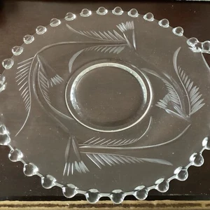 Platillo Crystal Imperial Candlewick Lily Of The Valley grabado 2 asas - Imagen 1 de 5