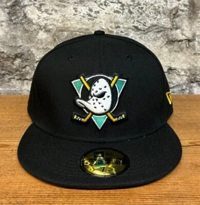 NEW ERA 59FIFTY NHL ANAHEIM DUCKS FITTED CAP BLACK AUTHENTIC NEW - Picture 1 of 5