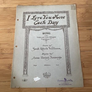 Vintage Sheet Music - I Love You More Each Day - 1925 Piano, Violin & Cello - Picture 1 of 13