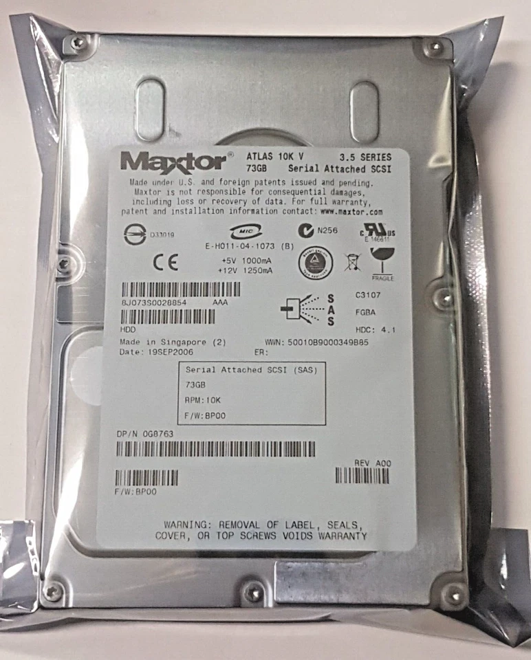 73 GB SAS Maxtor Atlas 10K V 8J073S0 16MB HDD 3.5 " Internal Hard Drive New - Image 1 of 1