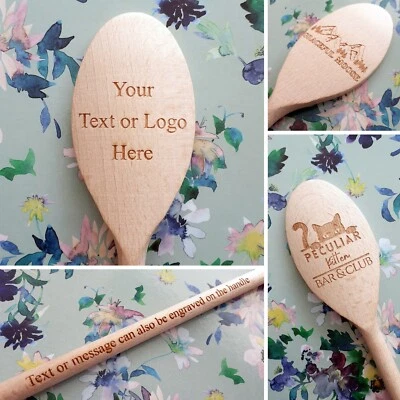Custom Engraved Personalised Wooden Spoon - Design Your Own - Any Text or logo - Image 1 of 4